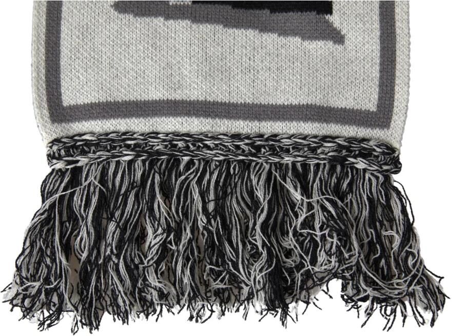 Dolce & Gabbana Grijze Kasjmier Gebreide Wrap Sjaal met Franjes Gray Heren