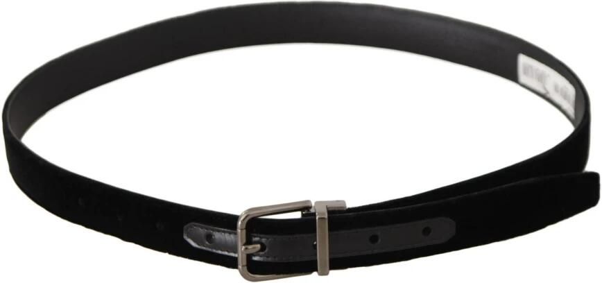 Dolce & Gabbana Zwart Fluweel Leren Riem met Goudkleurige Metalen Gesp Black - Foto 17