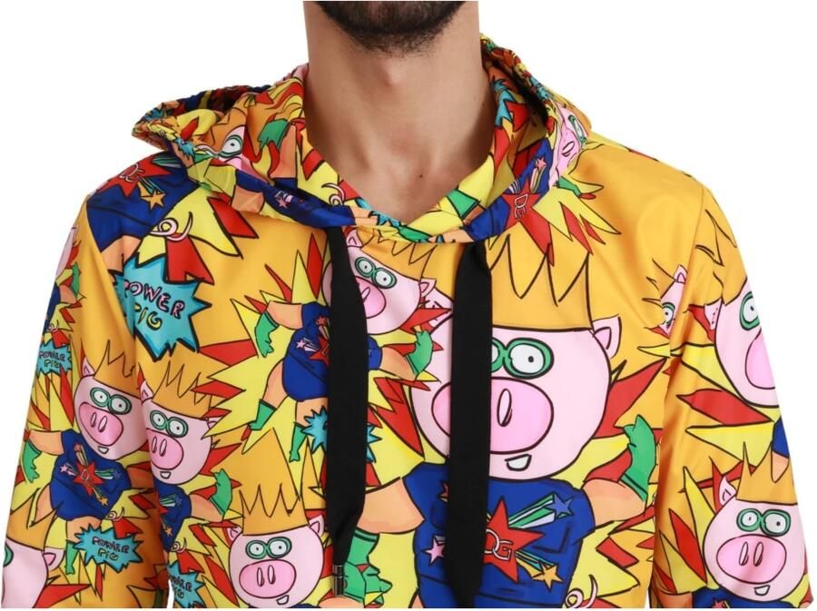Dolce & Gabbana Gele hoodie met varkensmotief Multicolor Heren