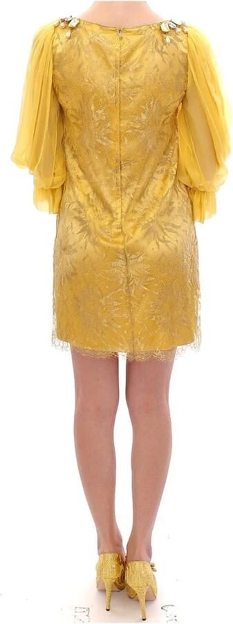 Dolce & Gabbana Gele Kant Mini Jurk met Kristalversiering Yellow Dames - Foto 9