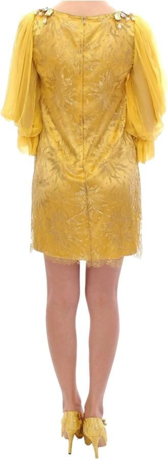 Dolce & Gabbana Gele Kant Mini Jurk met Kristalversiering Yellow Dames - Foto 5