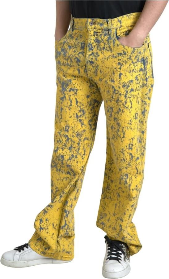 Dolce & Gabbana Designer Straight Denim Jeans in Geel Yellow Heren