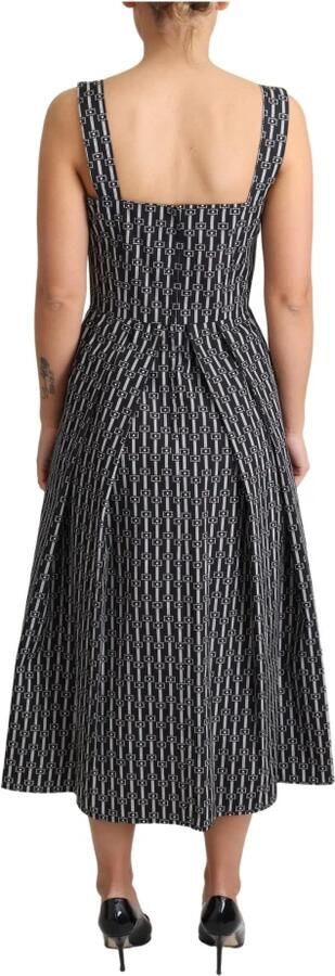Dolce & Gabbana Zwart Wit Geometrisch Patroon A-Lijn Jurk Black Dames - Foto 3