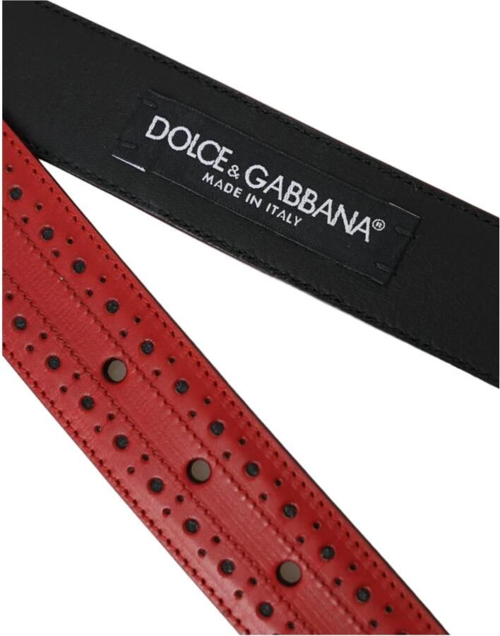 Dolce & Gabbana Geperforeerde Leren Riem Metalen Gesp Red - Foto 6