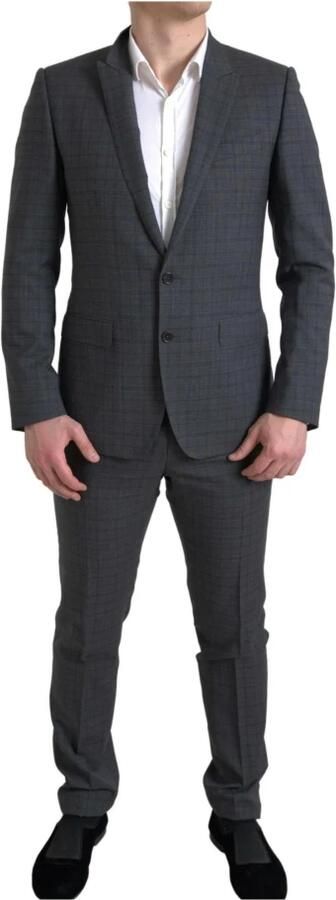 Dolce & Gabbana Elegant Grijs Geruit Slim Fit Pak Gray Heren - Foto 8