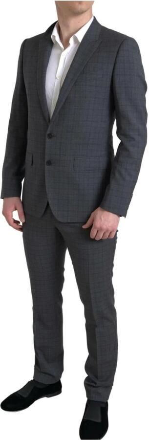 Dolce & Gabbana Elegant Grijs Geruit Slim Fit Pak Gray Heren - Foto 7