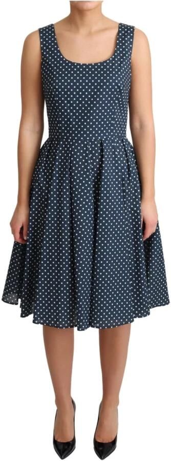 Dolce & Gabbana Donkerblauwe A-lijn Jurk met Witte Stippen Blue Dames - Foto 5