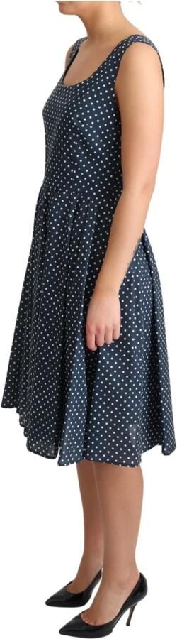 Dolce & Gabbana Donkerblauwe A-lijn Jurk met Witte Stippen Blue Dames - Foto 4