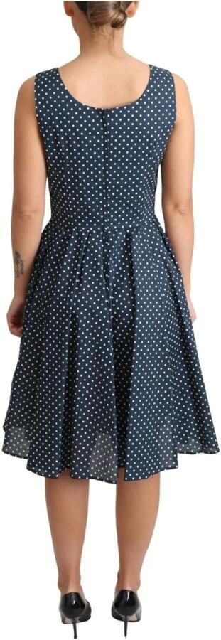 Dolce & Gabbana Donkerblauwe A-lijn Jurk met Witte Stippen Blue Dames - Foto 3