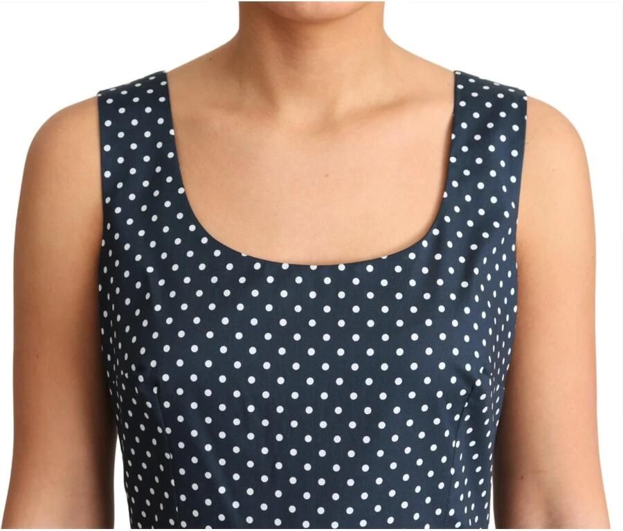 Dolce & Gabbana Donkerblauwe A-lijn Jurk met Witte Stippen Blue Dames