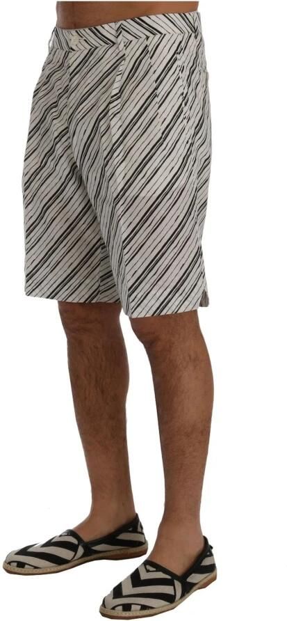 Dolce & Gabbana Elegante Gestreepte Katoenen Linnen Shorts White Heren - Foto 5