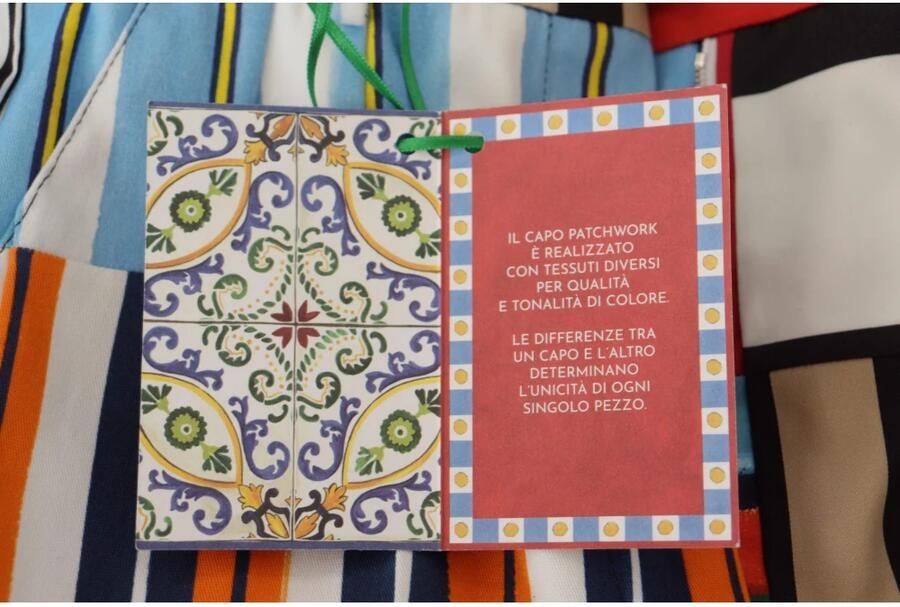 Dolce & Gabbana Multicolor Striped High Waist Cotton Pants Meerkleurig Dames