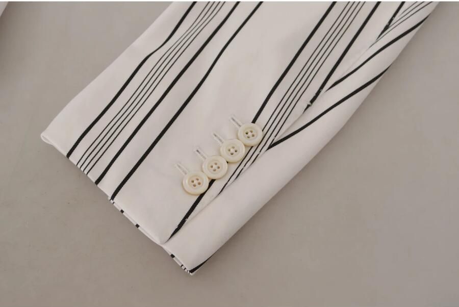 Dolce & Gabbana Witte Gestreepte Katoenen Single Breasted Blazer White Heren - Foto 6