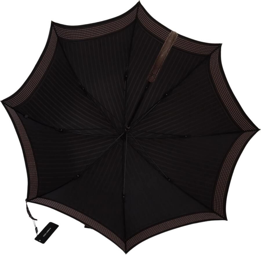 Dolce & Gabbana Gestreepte Leren Handvat Opvouwbare Sartoria Paraplu Brown Heren