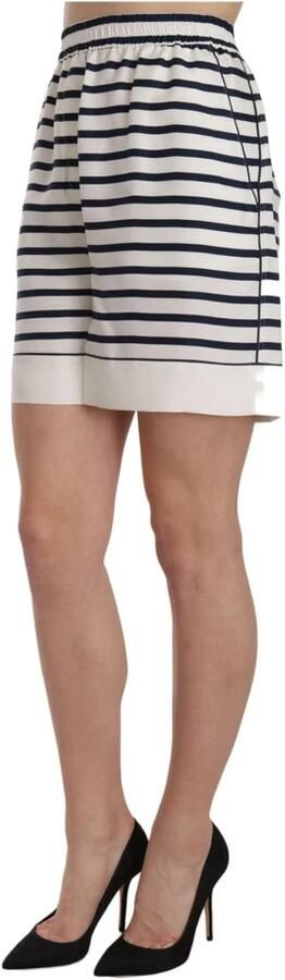 Dolce & Gabbana Black & White Stripe Garterized Silk Shorts Zwart Dames - Foto 2