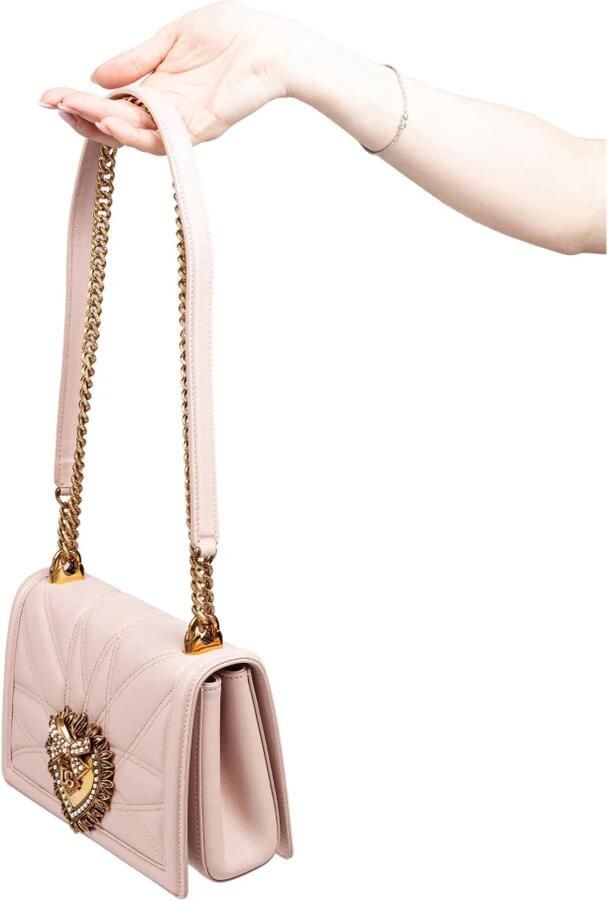 Dolce&Gabbana Crossbody bags Devotion Matelasse Quilted Shoulder Bag in poeder roze - Foto 6
