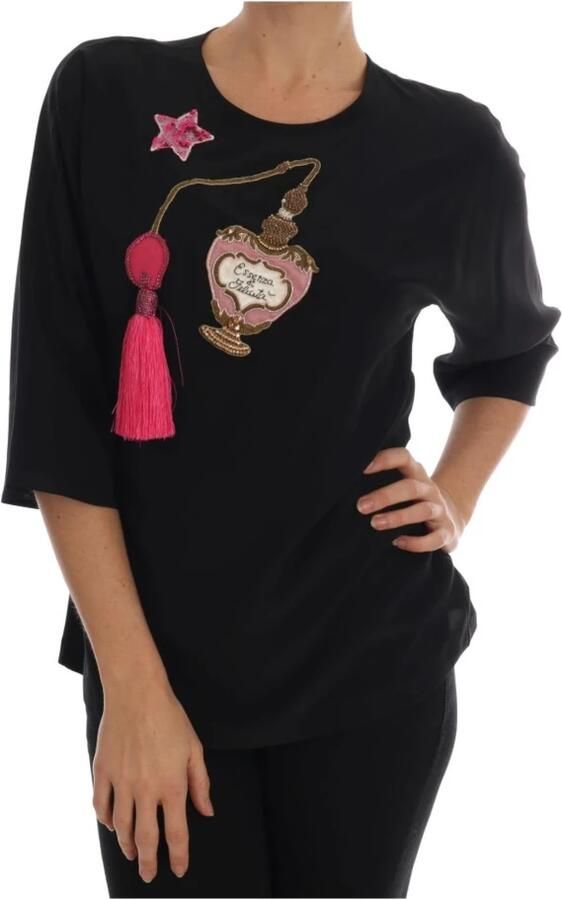 Dolce & Gabbana Betoverende Sprookjesachtige Zijden Blouse Black Dames - Foto 6