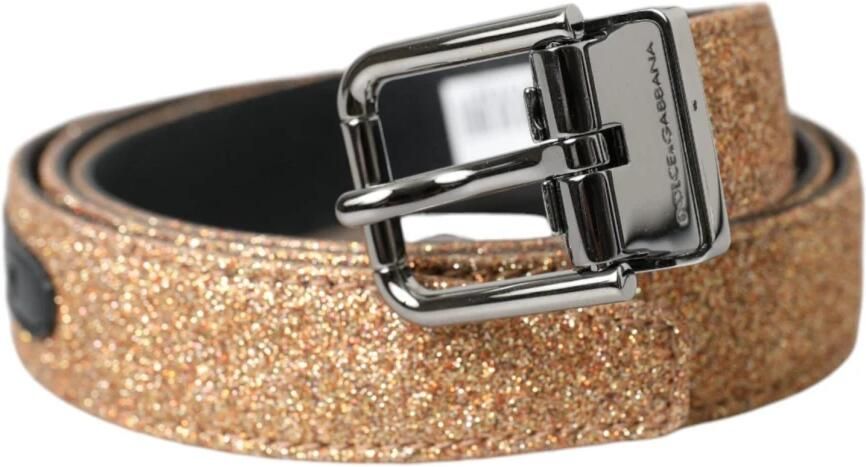 Dolce & Gabbana Glitter Metalen Gesp Riem Yellow Dames - Foto 5