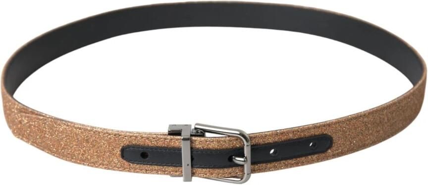 Dolce & Gabbana Glitter Metalen Gesp Riem Yellow Dames - Foto 4