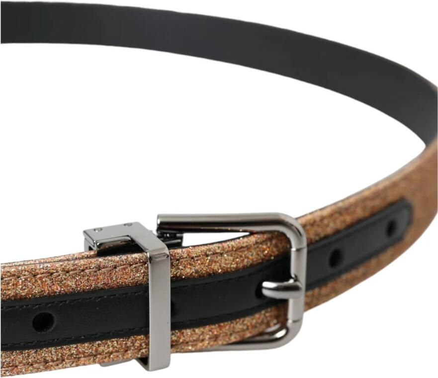 Dolce & Gabbana Glitter Metalen Gesp Riem Yellow Dames