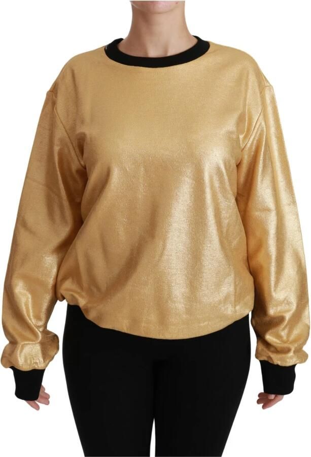Dolce & Gabbana Goud en Zwart Katoenen Crewneck Sweater Yellow Dames - Foto 6