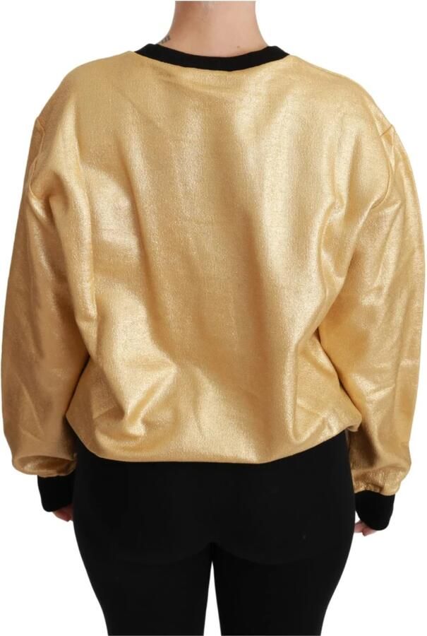 Dolce & Gabbana Goud en Zwart Katoenen Crewneck Sweater Yellow Dames - Foto 3