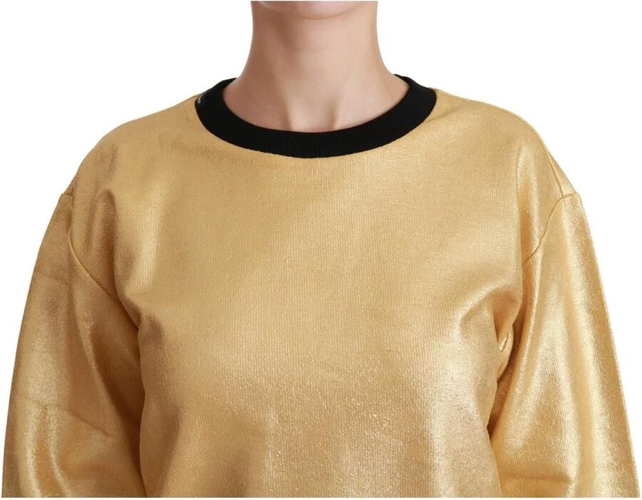 Dolce & Gabbana Goud en Zwart Katoenen Crewneck Sweater Yellow Dames