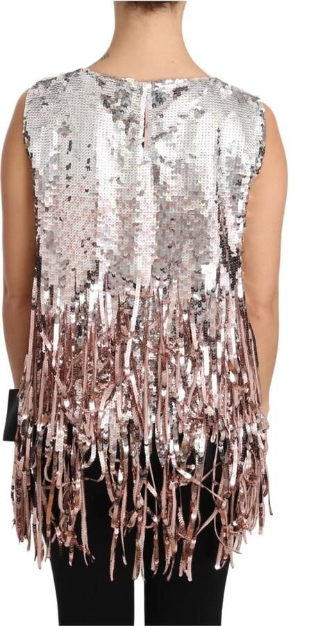 Dolce & Gabbana Gouden Roze Pailletten Franje Tanktop Multicolor Dames - Foto 4