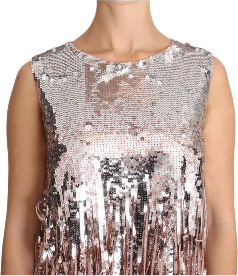 Dolce & Gabbana Gouden Roze Pailletten Franje Tanktop Multicolor Dames