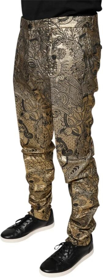 Dolce & Gabbana Gouden Bloemen Jacquard Pantalon Yellow Heren - Foto 4
