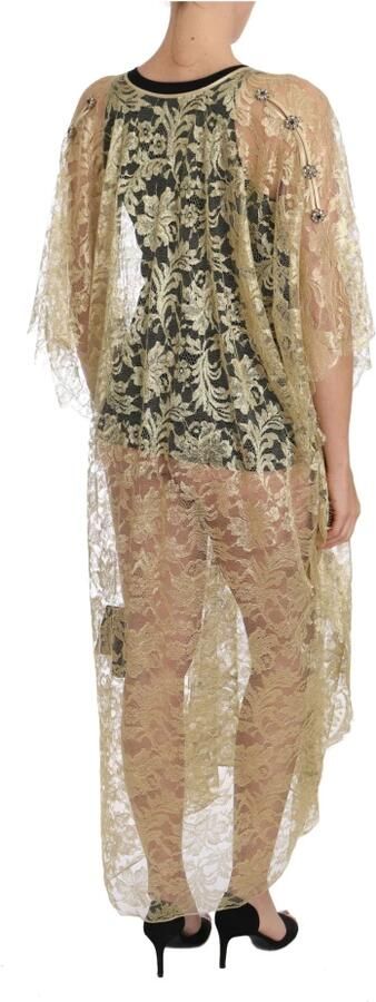 Dolce & Gabbana Gouden Bloemenkant Kristallen Gown Cape Jurk Yellow Dames - Foto 3