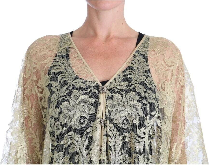 Dolce & Gabbana Gouden Bloemenkant Kristallen Gown Cape Jurk Yellow Dames - Foto 2