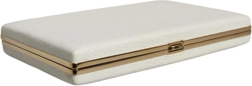 Dolce & Gabbana Gouden Frame Leren Clutch Tas White Dames - Foto 4