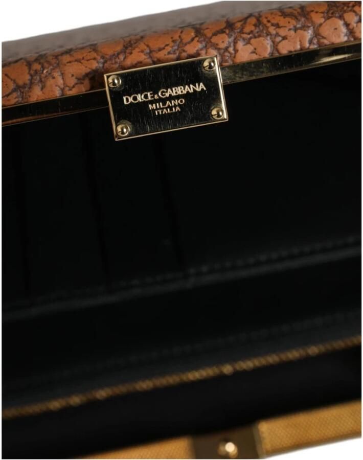 Dolce & Gabbana Gouden Frame Mini Crossbody Tas met Kaartsleuven Brown Dames - Foto 2