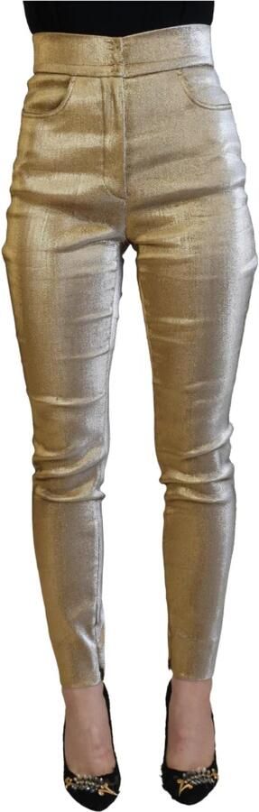 Dolce & Gabbana Gouden Hoge Taille Skinny Denim Broek Yellow Dames
