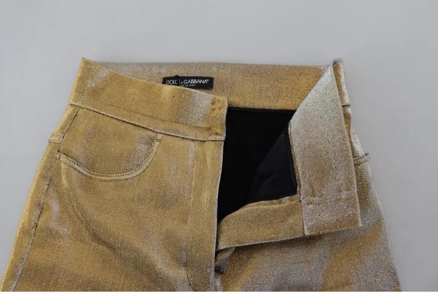 Dolce & Gabbana Gouden Hoge Taille Skinny Denim Broek Yellow Dames - Foto 3