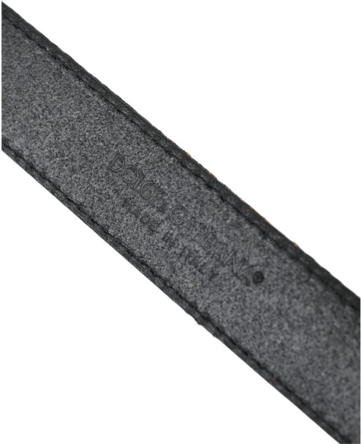 Dolce & Gabbana Gouden Jacquard Streep Riem met Zilveren Gesp Yellow