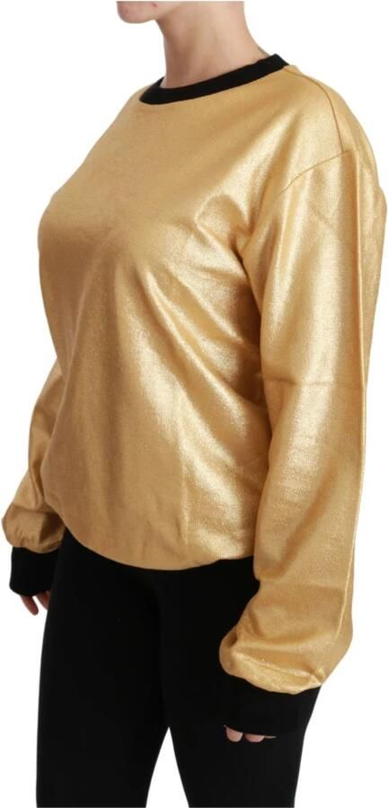 Dolce & Gabbana Goud en Zwart Katoenen Crewneck Sweater Yellow Dames - Foto 4