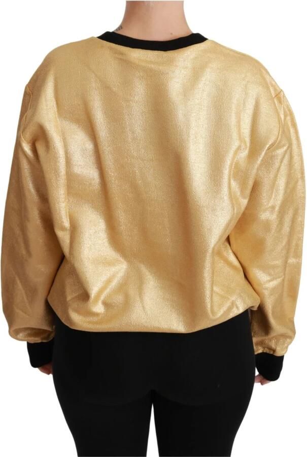 Dolce & Gabbana Goud en Zwart Katoenen Crewneck Sweater Yellow Dames - Foto 3