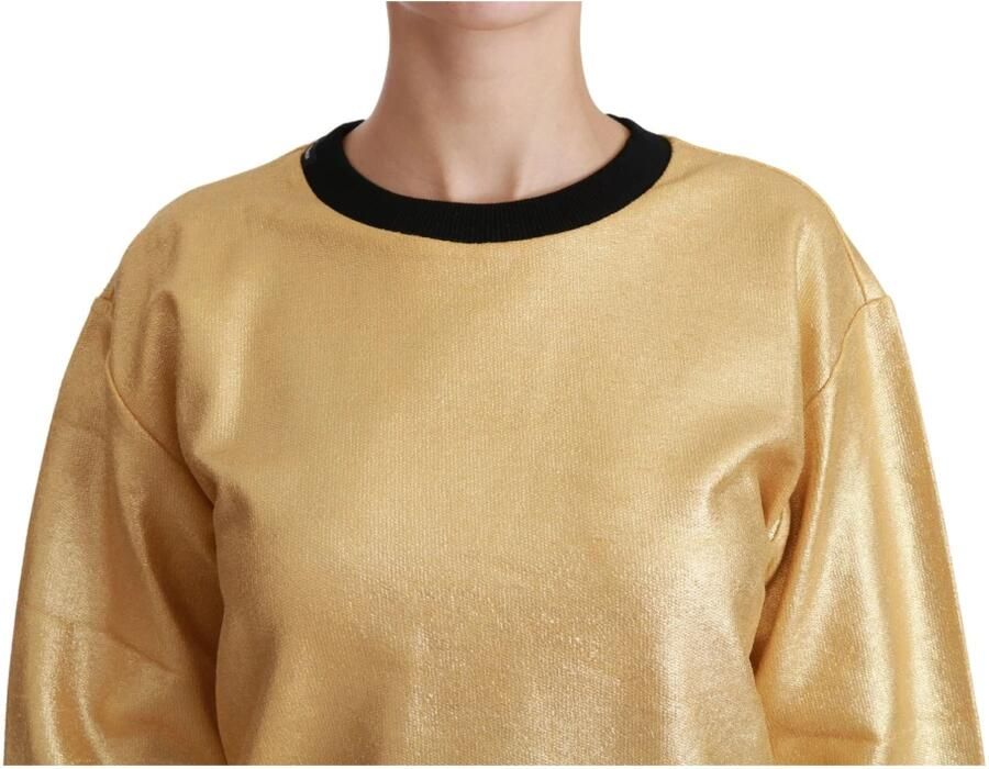 Dolce & Gabbana Goud en Zwart Katoenen Crewneck Sweater Yellow Dames