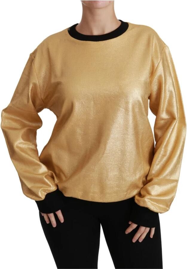 Dolce & Gabbana Goud en Zwart Katoenen Crewneck Sweater Yellow Dames - Foto 2