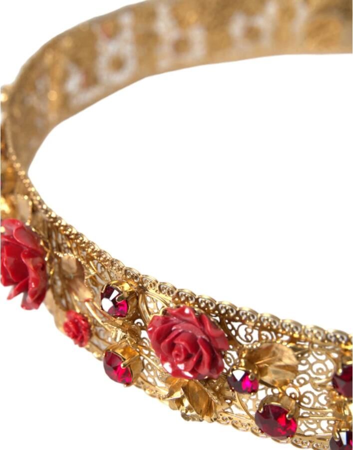 Dolce & Gabbana Gouden Kristal Roos Juweel Taille Riem Yellow Dames - Foto 3