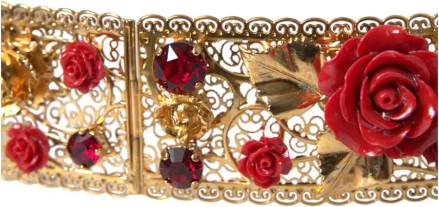 Dolce & Gabbana Gouden Kristal Roos Juweel Taille Riem Yellow Dames - Foto 5