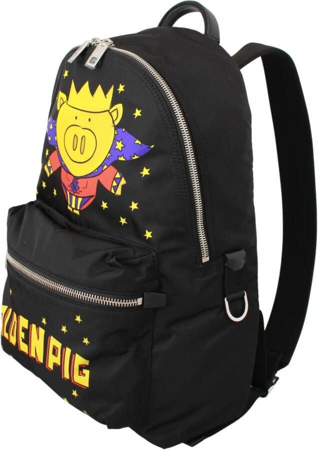 Dolce & Gabbana Zwarte Gouden Schoolrugzak Varken van het Jaar Motief Black Heren - Foto 3