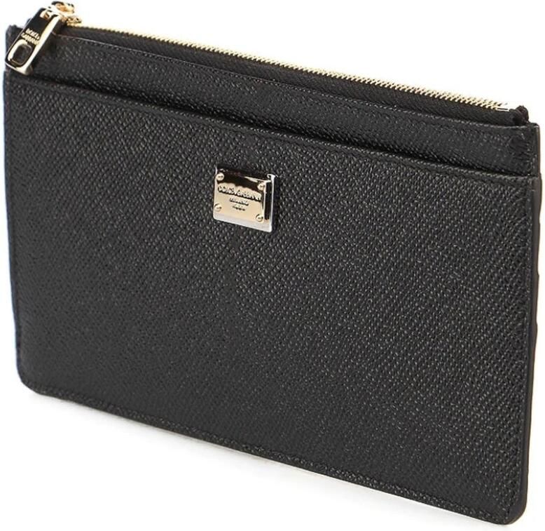 D&G Portemonnee D&G Calfsleren kaarthouder met ritsvak en logoplaatje