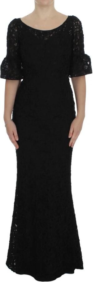 Dolce & Gabbana Zwarte bloemenkanten lange bodycon maxi jurk Zwart Dames - Foto 9