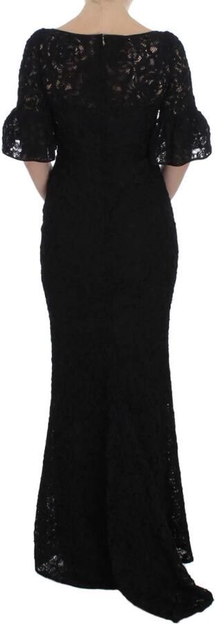 Dolce & Gabbana Zwarte bloemenkanten lange bodycon maxi jurk Zwart Dames - Foto 6