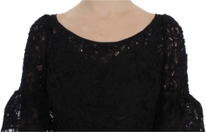 Dolce & Gabbana Zwarte bloemenkanten lange bodycon maxi jurk Zwart Dames - Foto 4