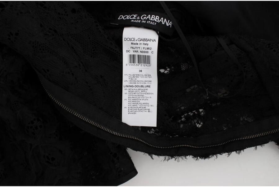 Dolce & Gabbana Zwarte bloemenkanten lange bodycon maxi jurk Zwart Dames