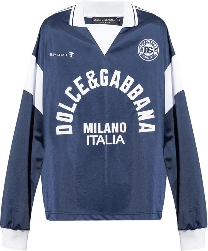 Dolce & Gabbana Grafische Print Longsleeve T-shirt Blue Heren